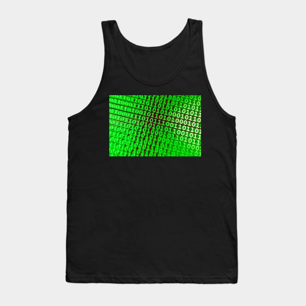 Binary Numbers, Computer Talk, Green Tank Top by tommysphotos